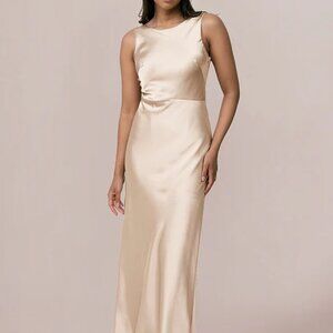 Revelry Serena Satin Dress Bridesmaid - Size 4 - Gold Champagne